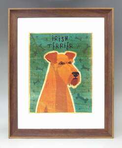 新品☆額付アートポスター★犬の絵☆Irish terrier☆アイリッシュテリア☆インテリア☆動物病院／店舗様必見◆23