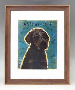 新品☆額付アートポスター★犬の絵☆Black Labradoodle☆ブラックラブ☆インテリア☆動物病院／店舗様必見◆107