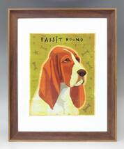 新品☆額付アートポスター★犬の絵☆Basset Hound☆バセット・ハウンド☆インテリア☆動物病院／店舗様必見◆84_画像1