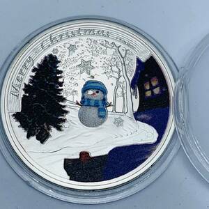 GU230クリスマス記念メダル 雪だるま エリザベス女王 幸運コイン 風水の置物 美品 外国硬貨 海外古銭 コレクションコイン 重さ約28g
