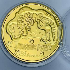 GU252アメリカ記念メダル ジュラ公園 恐竜 チャレンジコイン 美品 ケース付き 外国硬貨 海外古銭 コレクションコイン 重さ約28g