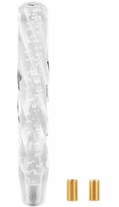 クリスタル シフトノブ 汎用 八角形 バブルツイスト グリッター 透明 カスタム (30cm, 透明クリア)