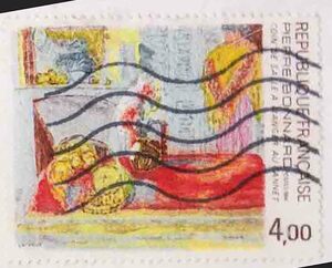 （５５６）外国切手・フランス・美術・１９８４年ボナール画・ル・カネ食堂の片隅