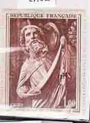 （５２４）外国切手・フランス・美術・１９７１年ストラスブル大聖堂の彫像・聖マタイ