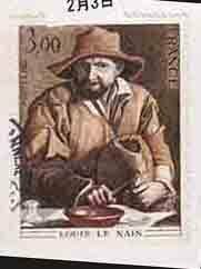（５４２）外国切手・フランス・美術・１９８０年ルイ・ル・ナン画・農民の家族の一部