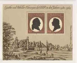 （４５１）外国切手・東ドイツ小型シート・ゲ―テとシラーの年記念