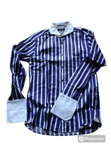  double cuffs long sleeve stripe shirt 15.5