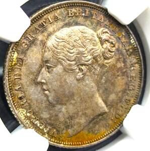 希少な即位初年号です★1838年 ヴィクトリア ヤングヘッド シリング銀貨 NGC MS61 イギリス WW刻印 アンティークコイン 投資 資産