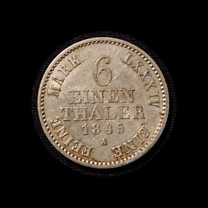 ヴァルデック 1/6ターラー銀貨 1845A