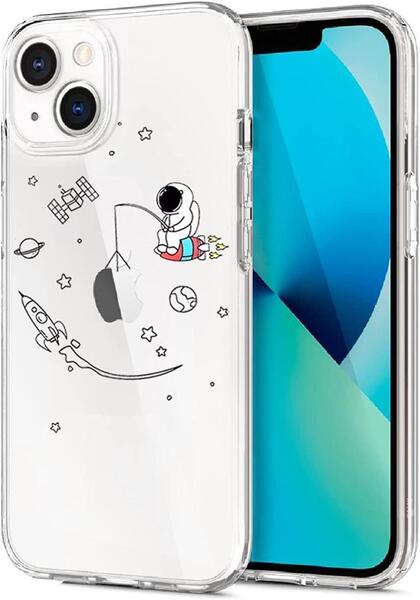 Kunyehdo スマホケース iPhone 14 ケース カバー 対応 iPhoneケース 可い 宇宙飛行士 ソフトケース(iPhone14,透明 )