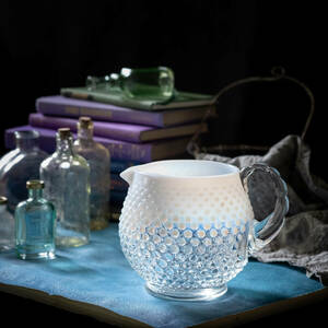 未使用品 極美品 Fenton フェントン ピッチャー ホブネイル オパールセント ガラス ビンテージ ジャグ アンティーク 花瓶 大ぶり