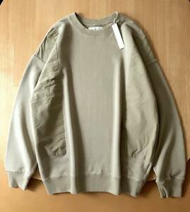 完売★ Sandinista / Overdyed MIllitary Sweatshirt / KHAKI BEIGE / S / サンディニスタ 切り替え リップストップ スウェット 日本製