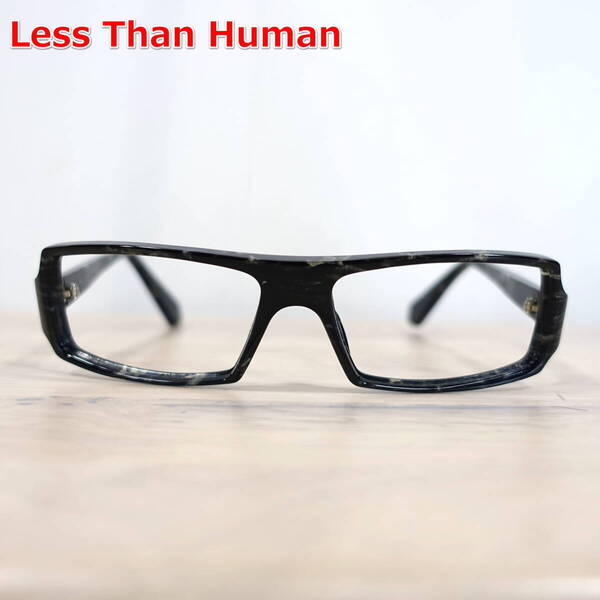 【良品】レスザンヒューマン スクエアメガネ 16ポン2-27 less than human 黒銀