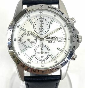 SEIKO セイコー クロノグラフ 腕時計 FC3061 メンズ 7T92-0DW0 白文字盤 黒ベルト