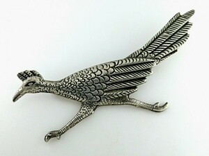  Vintage MAISEL'S INDIAN TRADING POST Navajo silver made cast Roadrunner turquoise pin brooch Indian neitib