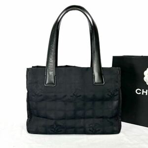 CHANEL シャネル ニュートラベルライン　トートバッグ　キャンバス　ブラック　ハンドバッグ　レザー ココマーク 黒