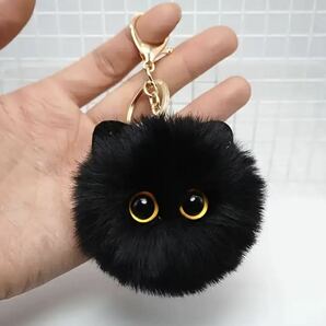 【送料込】【新品未使用】まんまる黒猫くろねこぬいぐるみキーホルダー（一つ）