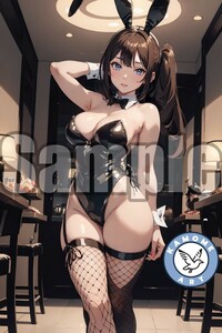 『A4サイズ 美女ポスター』イラスト バニーガール ハイレグ フェチ お尻 網タイツ ふともも ガールズバー コスプレ 美少女 BN29