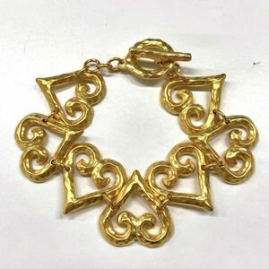 T183-W11-814 ★ YVES SAINT LAURENT イヴサンローラン YSL ハート ブレスレット ゴールドカラー レディース アクセサリー 袋付き③