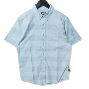 美品 patagonia パタゴニア 半袖ボタンダウンシャツ 54121 Lightweight Bluffside Shirt ブルー S 27106200