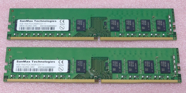 ■SanMax SMD4-E4G28SE-24RC 2枚セット *PC4-19200/DDR4-2400 Samsungチップ ECC Unbuffered 288Pin DDR4 UDIMM 8GB(4GB x2) 動作品