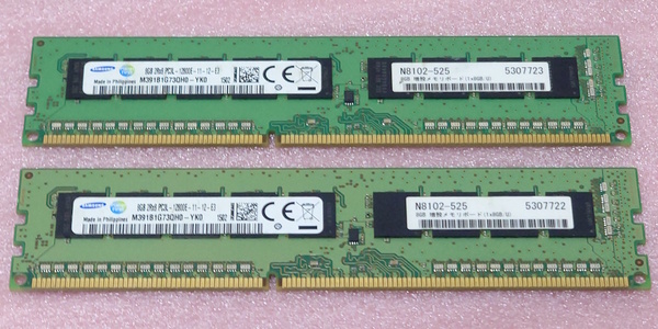 ∠Samsung M391B1G73QH0-YK0 2枚セット *PC3L-12800E/DDR3L-1600 ECC Unbuffered 240Pin DDR3 UDIMM 16GB(8GB x2) 動作品