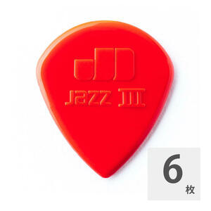 ギターピック 6枚 セット ジムダンロップ 1.38mm Nylon Jazz III Nylon Pick RD JIM DUNLOP ジムダン