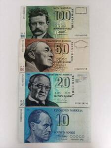 A 2592.フィンランド4種 紙幣 外国紙幣 