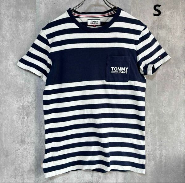 トミー　TOMMY JEANS Tシャツ　ボーダー　紺　S