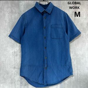 グローバルワーク　GLOBAL WORK シャツ　青　M