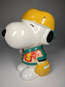 スヌーピー 陶器製 20cm 貯金箱 野球 United Feature Syndicate ピーナッツ Snoopy