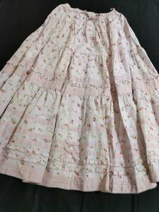  Pink House small rose pattern skirt patchwork pink 