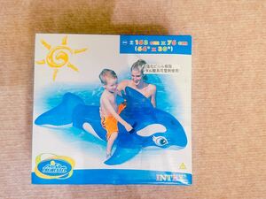 * rare old model INTEX made clear blue car chi float BlueWhale Ride On / air vinyl manner boat / empty biUSED Inflatable Pool Toys whale float 