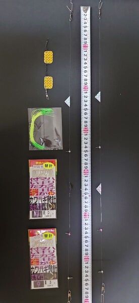 カワハギ仕掛け ⑨ カワハギ 仕掛け ハゲ針 替え針セット 集魚板 花火 自動ハリス止め
