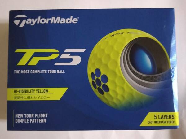【外箱に傷有】送料無料 新品 1ダース 12球 ゴルフボール TaylorMade テーラーメイド ゴルフ TP5 イエロー 2022年モデル 