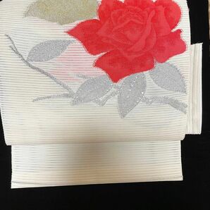 未使用ヴィンテージ　絽綴れ名古屋帯の作り帯　薔薇