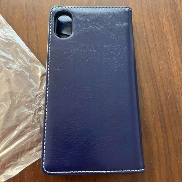 iPhoneX Xs ケース iPhoneケース 手帳型 ネイビー 紺 大人 カバー スマホケース レザー 革