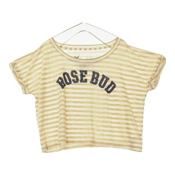 【29522】 ROSE BUD ローズバッド 半袖Tシャツ カットソー サイズF ベージュ カジュアル 胸ロゴ入り シンプル ゆるダボ レディース