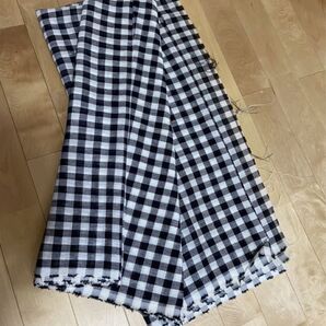 生地 白×黒 チェック 約152×350㎝ 粗平織
