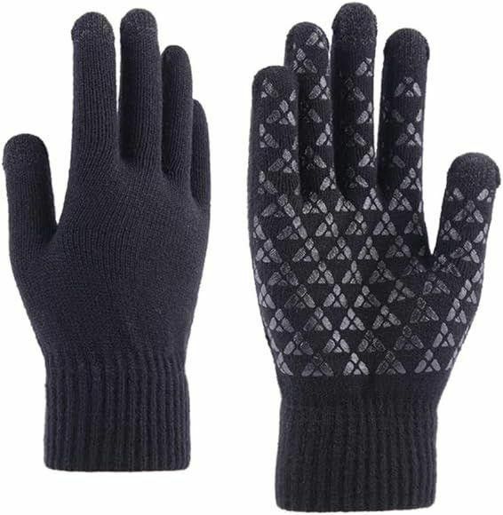 WuTu 手袋 M ニット製 グローブ 防寒用 タッチパネル対応 ブラック