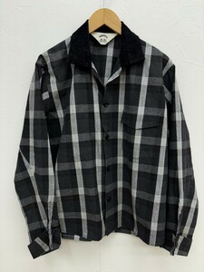 名作 SUNSEA サンシー オープンカラー 長袖 チェックシャツ 2 メンズ 日本製 襟パイル ポケット付き コットン100% 長袖シャツ ワークシャツ