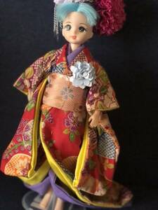 リカちゃん 着物 ジェニーのきもの ハンドメイド人形着せ替え服 人形 着物金襴帯 ブライス 22センチドール アウトフィット