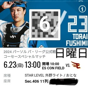 es navy blue field Hokkaido 2024/6/23( day ) 13:00 contest beginning Hokkaido Nippon-Ham Fighters VS Tohoku Rakuten Golden Eagles sec.406 11 row 