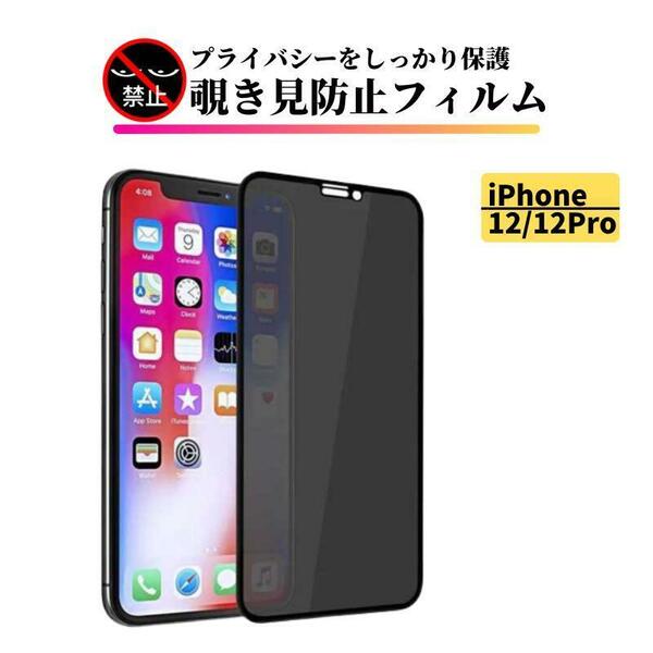 iPhone12 12 Pro 覗き見防止 強化ガラス フィルム
