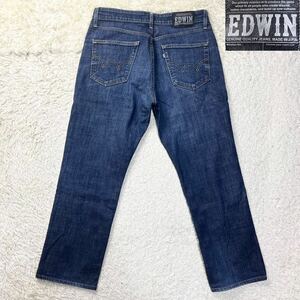 【オーバーサイズ】 EDWIN エドウィン レザー パッチ 503 デニムパンツ Gパン パンツ ジーンズ メンズ インディゴブルー 濃紺 W34 L33