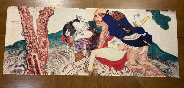 歌川国貞　手ぬぐい　浮世絵　春夏秋冬　色の詠　春画　手拭い　サイズは約87cm 35cm