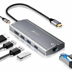 USB C ハブ 6-in-1 ドッキングステーション Type C 変換アダプタ USB 3.0 *3 高速データ転送/LAN1