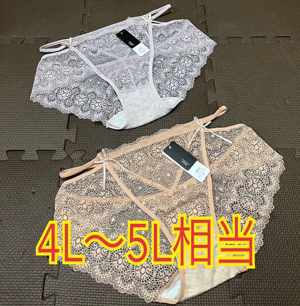 大きいサイズ4L〜5L相当 セクシー!刺繍レースショーツ2枚セット