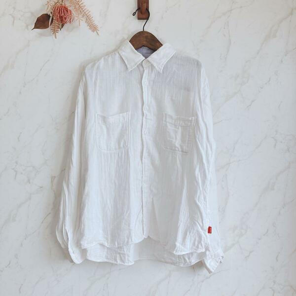 L スローサイド SLOW SIDE シャツ 長袖 綿100% ホワイト