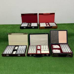  mah-jong . mahjong pie summarize 5 point set case attaching point stick .. rhinoceros koro blue . black . bamboo . pra retro used present condition goods 